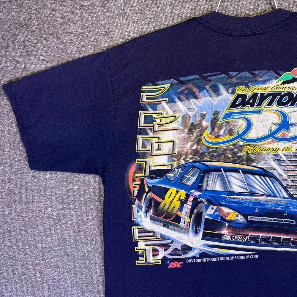 Daytona 500 Shirt Mens L Navy‎ Blue Vintage 2001 Racing Pocket Graphic Tee